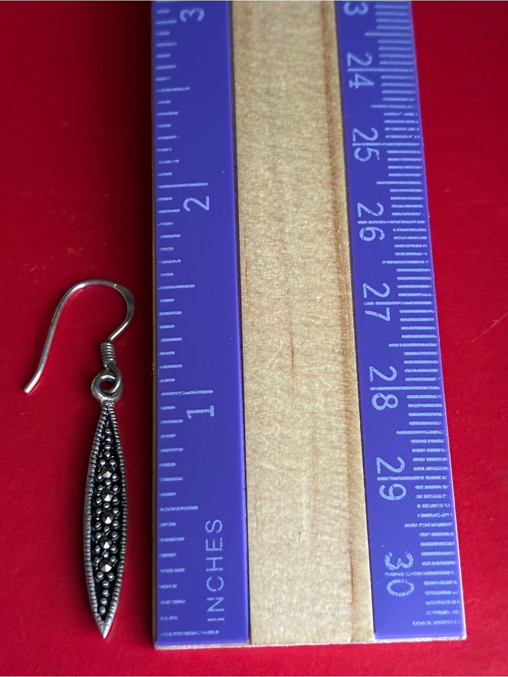 Earrings Classic Black Marcasite Dangle Earrings - Picture 2 of 5